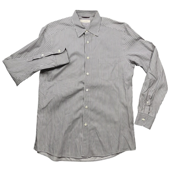Ermenegildo Zegna Dress Shirt Large Grey Stripe Long Sleeve Button Up Pockets - Picture 1 of 4